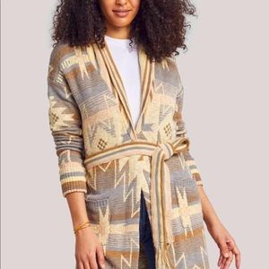 FAHERTY Paloma Duster Cardigan size XSmall Top Beige Cotton $348 NEW NWT